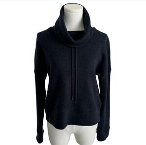 UGG WOOL JERSEY KNIT FUNNEL NECK NAVY HEATHER MERINO PULLOVER‎